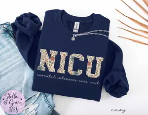 NICU Sweatshirt T-Shirt, Neonatal Intensive Care Unit Nurse shirt, Boho Floral NICU Nurse Shirt, Cute Nurse Gift, Wildflower Nurse Shirt