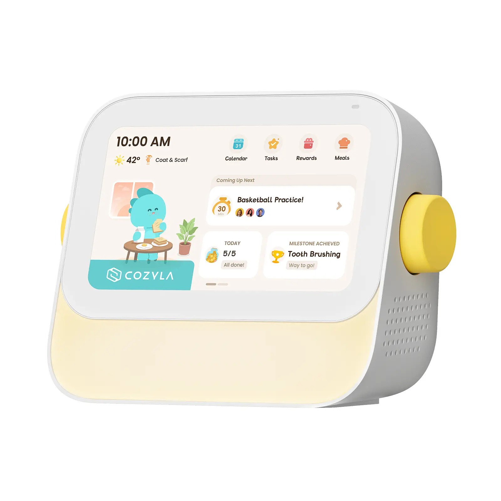 cozyla Routie Smart Alarm Clock for Kids - Child-Friendly Calendar, Chore Chart, Routine Reward, Voice Cloning Storytelling Toy, Night Light, Privacy-First Sound Machine, White Noise Device, Voice Agent