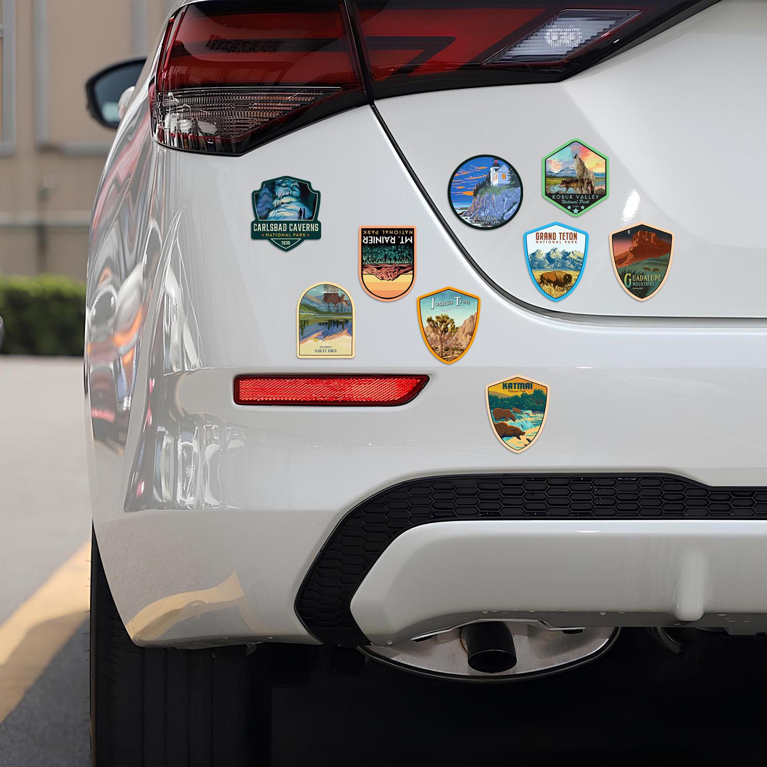 63Pcs National Park Stickers,Outdoor Nature Camping Hiking Inspired Waterproof Vinyl Decals for Water Bottles Laptop Car,Travel Adventure Parks Stickers