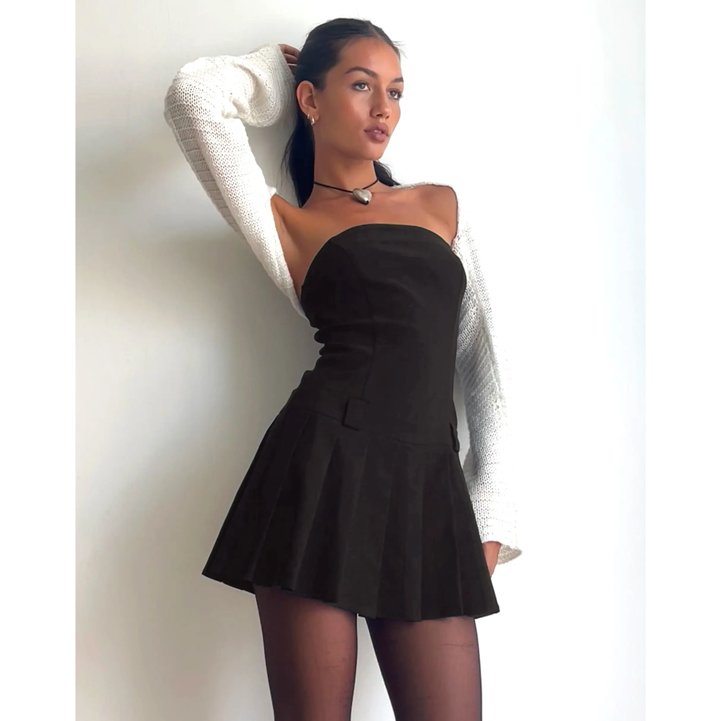 Payoda Bandeau Mini Dress in Black