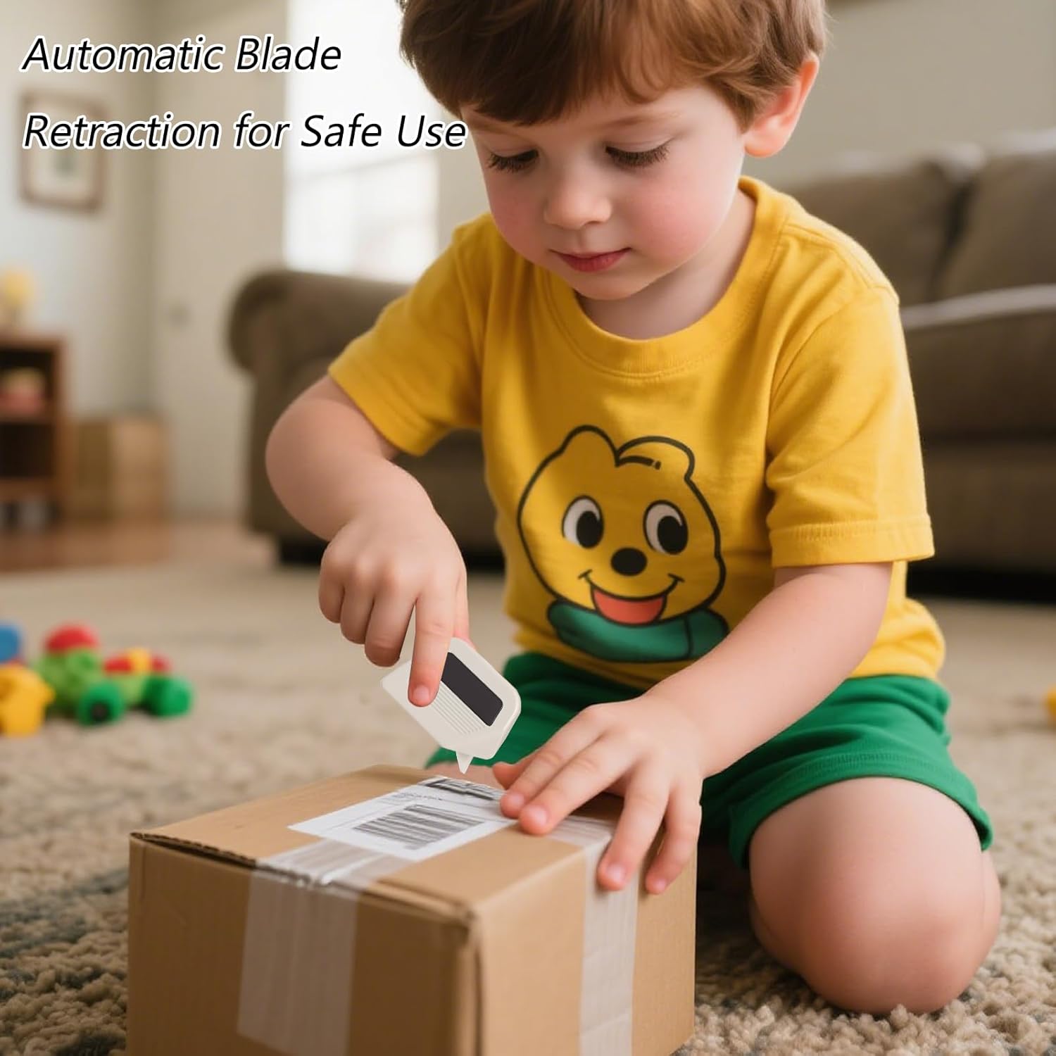 New Portable Magnetic Package Opener, Auto-Retractable Utility Knife with Safety Ceramic Blade & Right-Angle Groove for Cardboard & Crafts