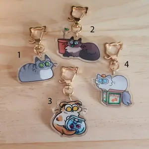 Goofy Cat Acrylic Keychains