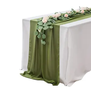 Chiffon Table Runner Wedding Tablecloth White European Style Long Table Runner Size 70x300cm