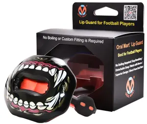 Oral Mart Football Mouth Guard (2024 Fierce Bear) with 3D LipFit Design- No Boil Instant Fit Lip Guard Mouthpiece for Braces - Flag Football Mouthguard Pacifier (Detachable Helmet Strap Included)