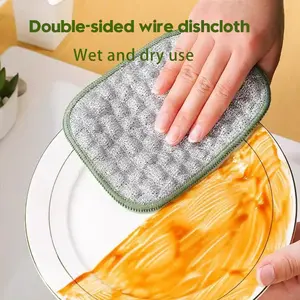 10 Pcs Multipurpose Wire Dishwashing Rags for Wet and Dry, Double Sided Wire Washing Cloth, Reusable Miracle Cleaning Cloths, Non Scratch Dishcloth for Home Kitchen, Sinks