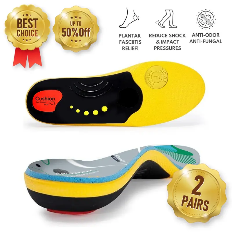 Plantar Fasciitis insoles 2 Pairs | High Arch Support Orthotic insole For Men Women, WorkBoot Insoles For Standing All Day,Heavy Duty Support Orthotic insole, Flat Feet, Cloud Insole, Chef. FoodService,Shoe Inserts,springtok