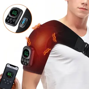 Electric Shoulder Massager, Cordless Heated Shoulder Strap, Universal Left Right Shoulders, Detachable Wireless Control, 3 Massage Levels, 6 Temperature Settings, Relax Muscles, Christmas Gift, Removable
