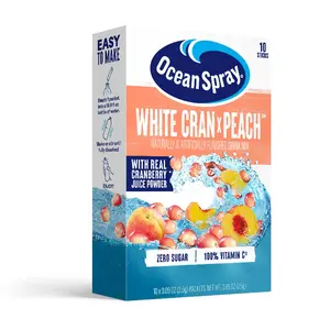 12x Ocean Spray White Cran Peach On The Go - Refreshing Beverage Powder Drink Mix 12 Pack