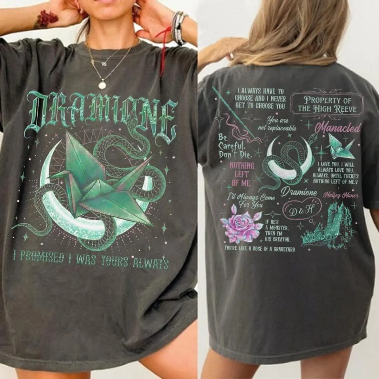 2 Side Manacled Dramione Shirt, Fanfiction Romance Design, Bookish Romantasy Tee, Draco Fanfic Lover Shirt, Timeless Appeal, Simple and Clean, Full Size Range, Perfect Fit for Everyone