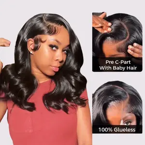 Kisslove 250% Density Pre Styled Side Part Body Wave Layer Cut 6x4.5 Lace Closure Bob Wig Glueless Invisi-Drawstring Ready to Go Short Bob Wigs Human Hair Pre Plucked Wigs #Summervibes
