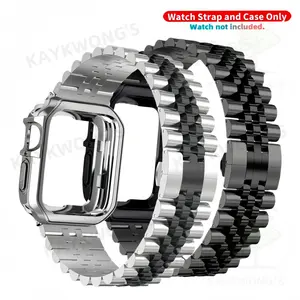 KAYKWONG'S Stainless Steel Watch Band with TPU Case, Solid Color Watch Band for Apple Watch Series 11/10/9/8/7/SE2/SE/6/5/4/3/2/1, Smart Watch Accessories for 38mm/40mm/41mm/44mm/45mm/46mm/49mm, Wearable, Smart Watch Strap