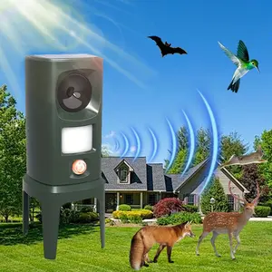 Solar-Powered Animal Repeller, Ip66 Waterproof Ultrasonic & LED Flashing, Bird & Rodent Deterrent for Farmyard Garden