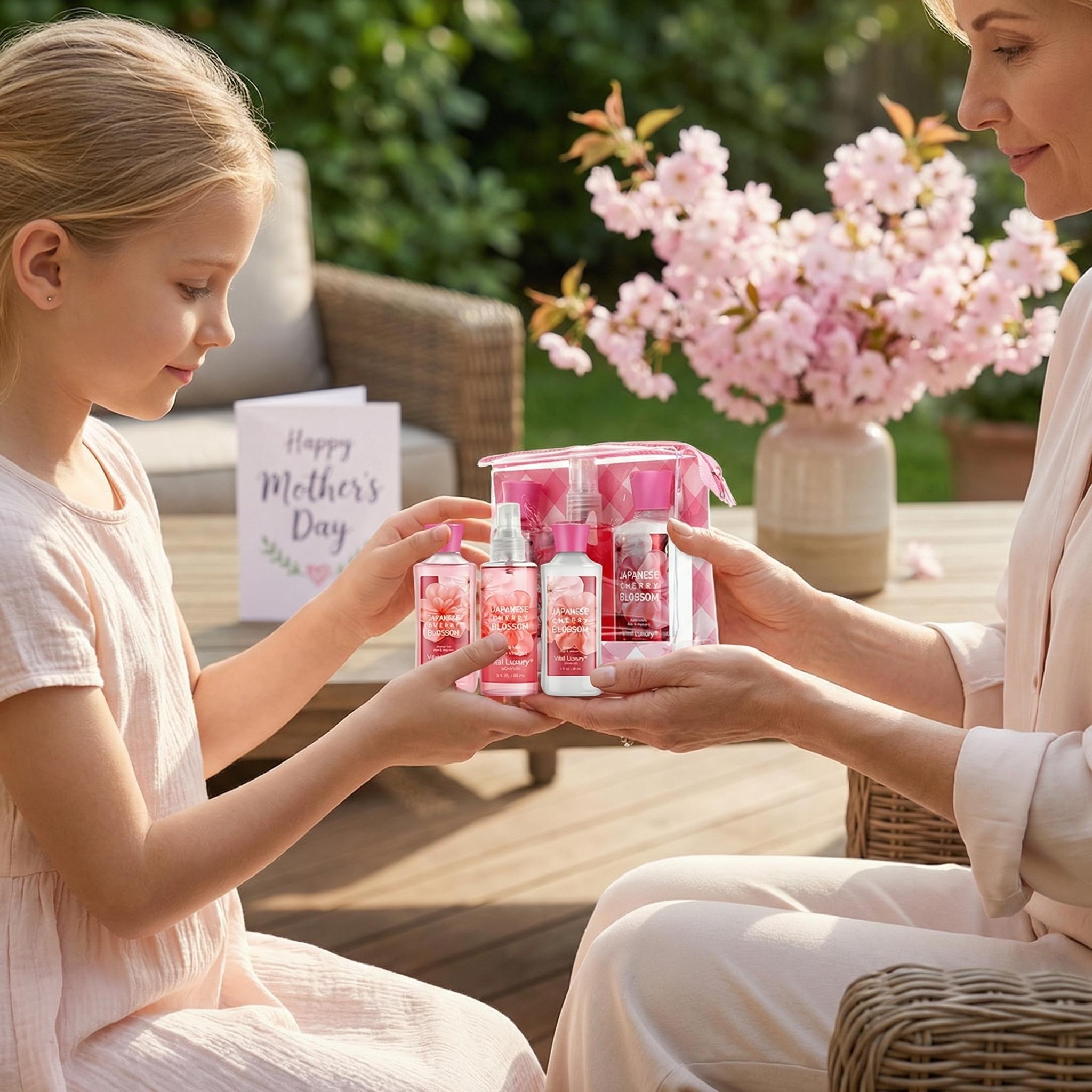 Mother's Day Gift-Vital Luxury Japanese Sakura Bath &Body Travel Set – 3oz Shower Gel, 3oz Body Lotion, 3oz Body Mist | Silky Lather, All-Day Freshness, Moisturizing & Revitalizing | Ideal Gift for Mom, Wife, Sister & Girlfriend Mother's Day Gift-Vital Luxury Japanese Sakura Bath &Body Travel Set – 3oz Shower Gel, 3oz Body Lotion, 3oz Body Mist | Silky Lather, All-Day Freshness, Moisturizing & Revitalizing | Ideal Gift for Mom, Wife, Sister & Girlfriend