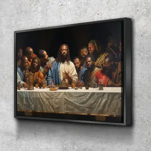African American Wall Art | African Art | Canvas Wall Art | Black Jesus Last Supper v3 Unframed