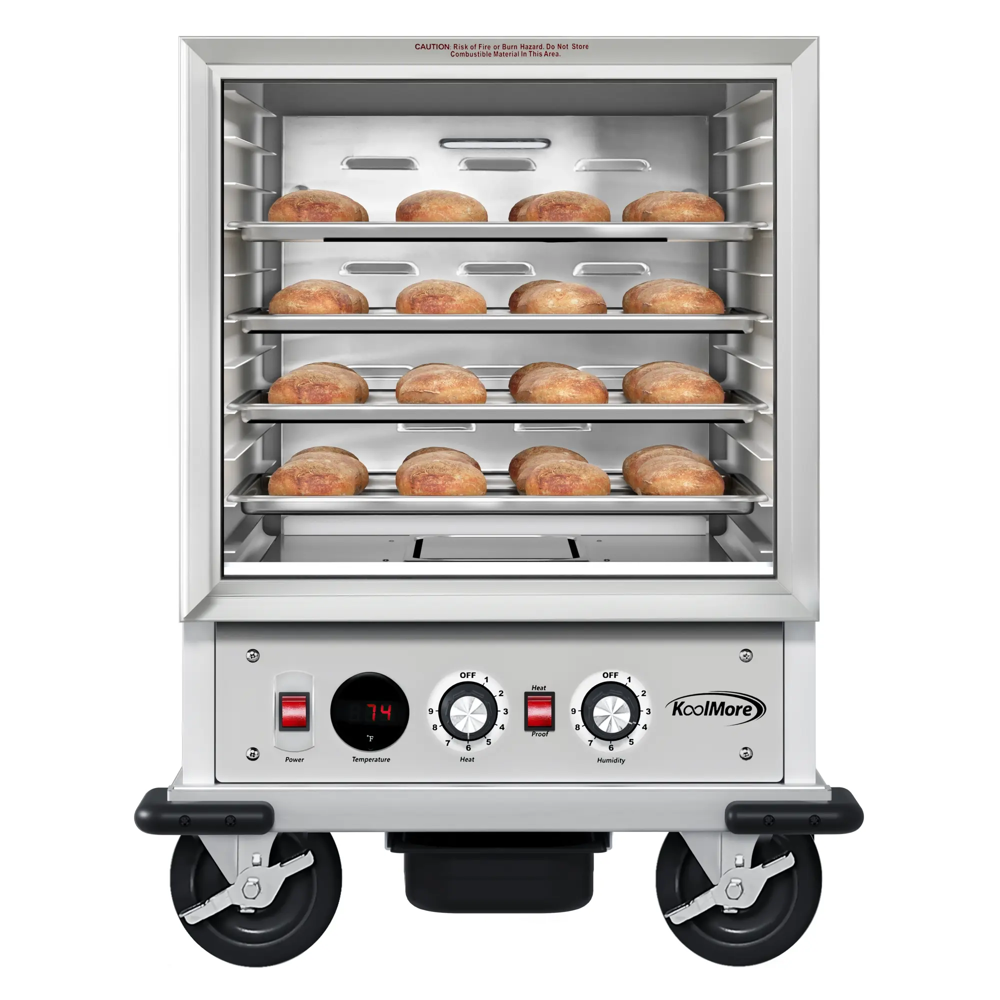 33 in. Commercial Non-Insulated Half Size Heated Holding/Proofing Cabinet with Glass Door and 11-Pan Capacity in Silver (KM-CHP12-SNGL)
