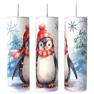 Snowy Penguin 20oz Tumbler Coffee Drinkware Insulated Lid Skinny Portable