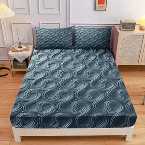 3-Piece Comfortable Blue Spiral Texture Bed Hat Set, High-Definition Digital Printing, Soft And Breathable, 100% Polyester Fiber, Perfect Gift For All Seasons, Suitable For Family And Friends. Clearance Sale