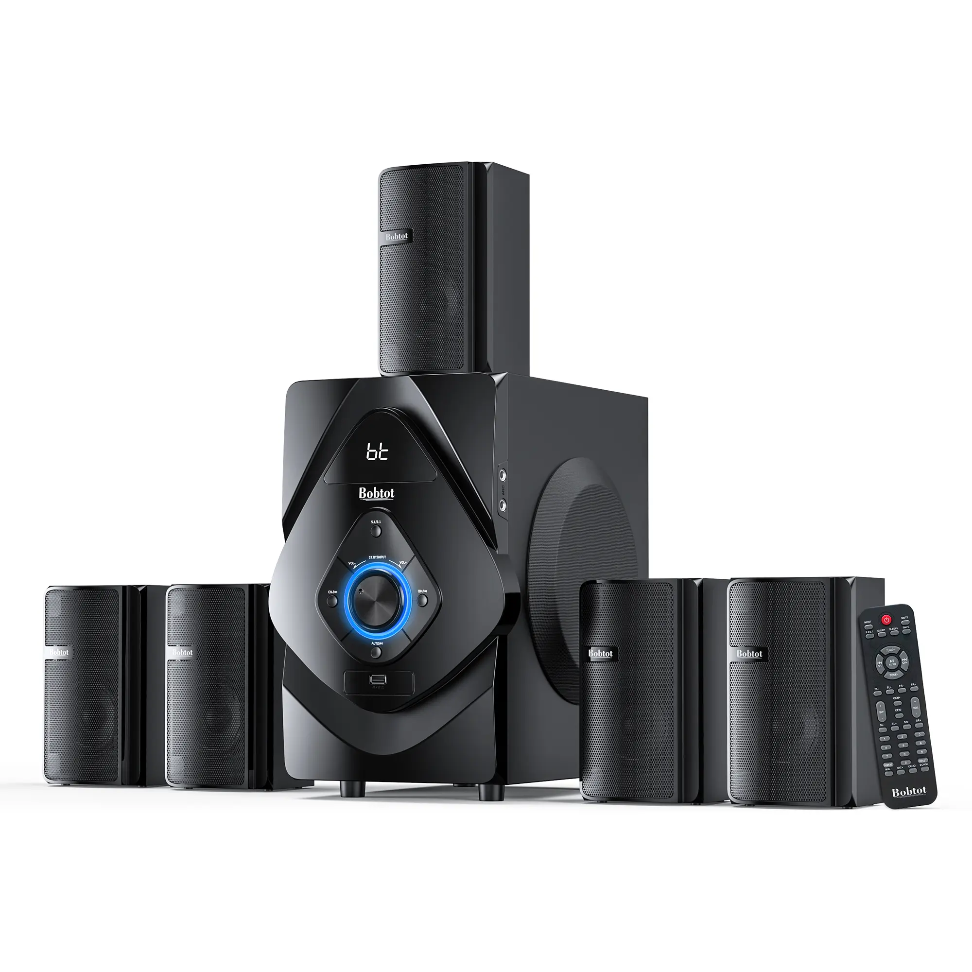 Bobtot W58 5.1/2.1CH Wireless Home Theater System, 800W Surround Sound with 6.5" Subwoofer, HDMI ARC/Bluetooth for TV & Movie