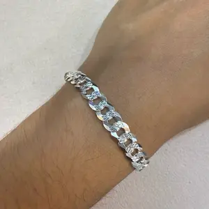 Cuban Link Bracelet with Diamond Cut Design Link Only No ID Plate Fashion Jewelry