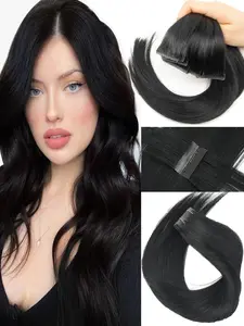 Human Hair Twin Tabs Injected PU Skin Weft Extensions With Holes Micro Beads 10PCS Machine Remy Invisible Weft Soft Texture