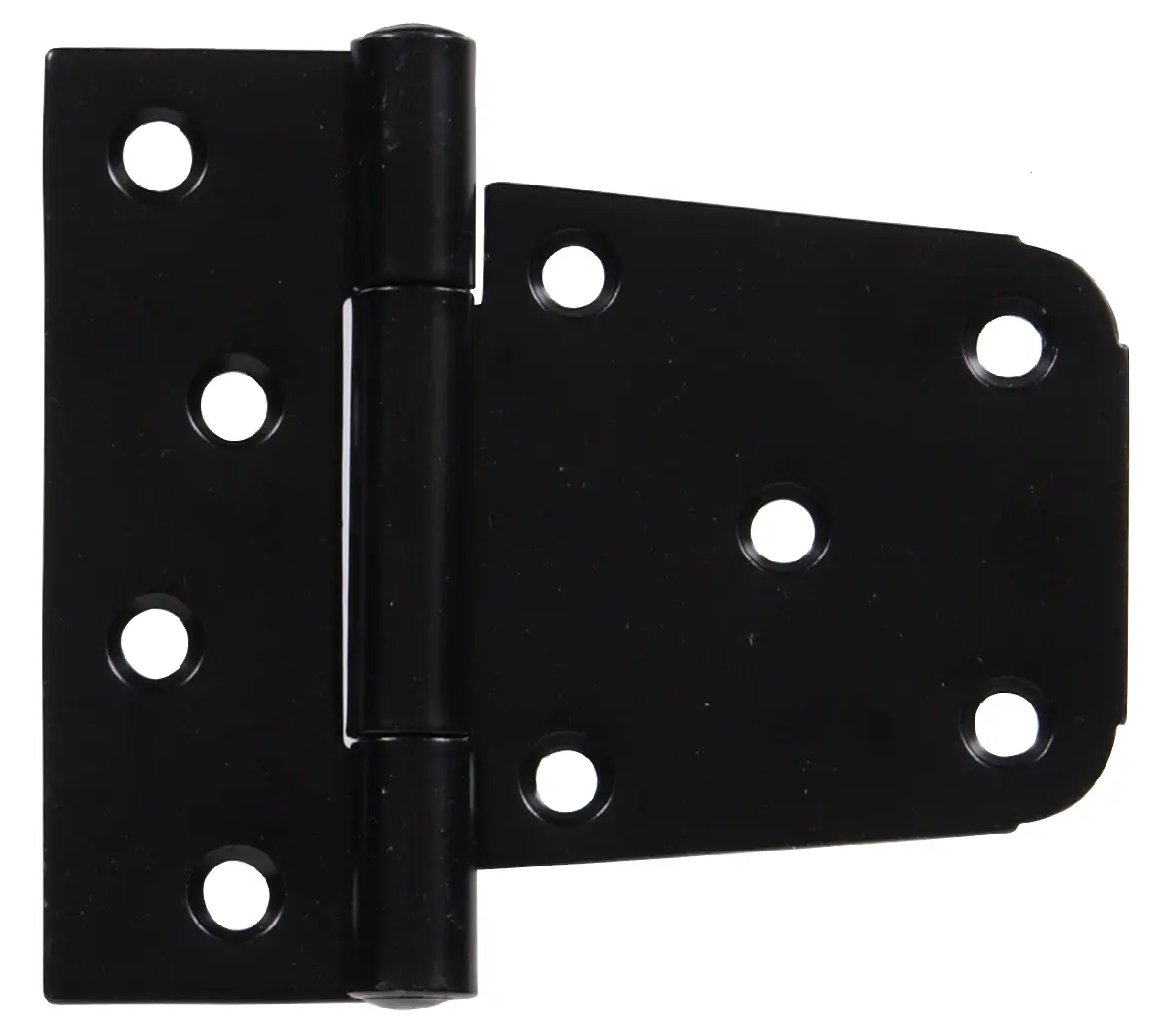 Hillman Group 851947 Heavy-Duty Flagged Steel T-Hinge, Black, Surface Mount, 4x2x4 in, Garden & Lawn Use, 2x4/4x4 Compatible, Pack of 5