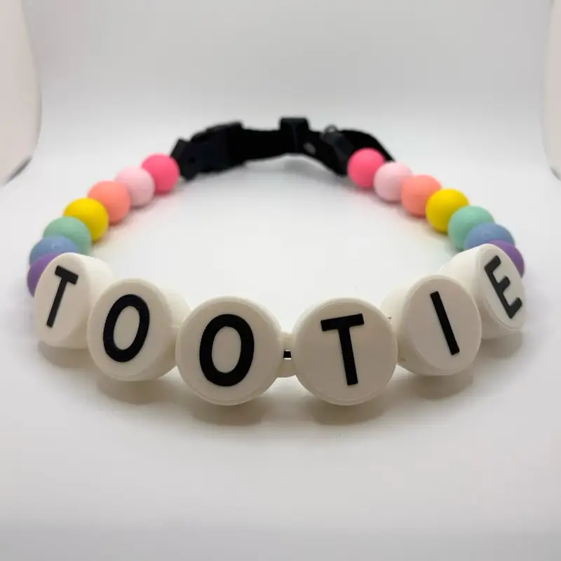 Personalized Beaded Dog Collar. Limited Edition RAINSHINE beads. Adjustable length