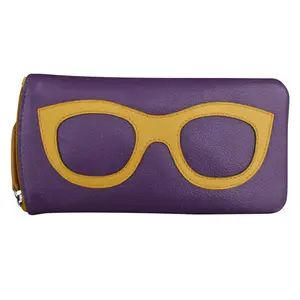 ILI New York Leather Eyeglass Case - Purple/Yellow