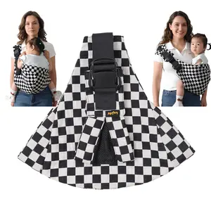 LUJIFO Upgraded Side Baby Carrier, Padded Leg Support Checkerboard Sling, Lightweight Design