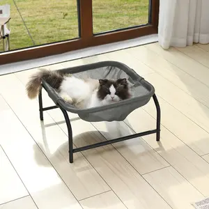 Cat Bed Dog Bed Square Hammock Design with Retractable Foot Plugs, Easy Assembly, Washable, Stable & Detachable, Indoor/Outdoor Use, 21.25"L x 21.25"W x 11"H