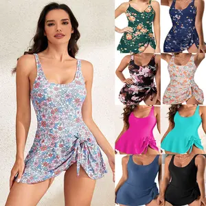 Swimwear women's hot-selling sexy skirt one-piece swimsuit printed i premium swimsuit Flowy Cross Tankini with Tummy Control Set Bow Bikini bottom
