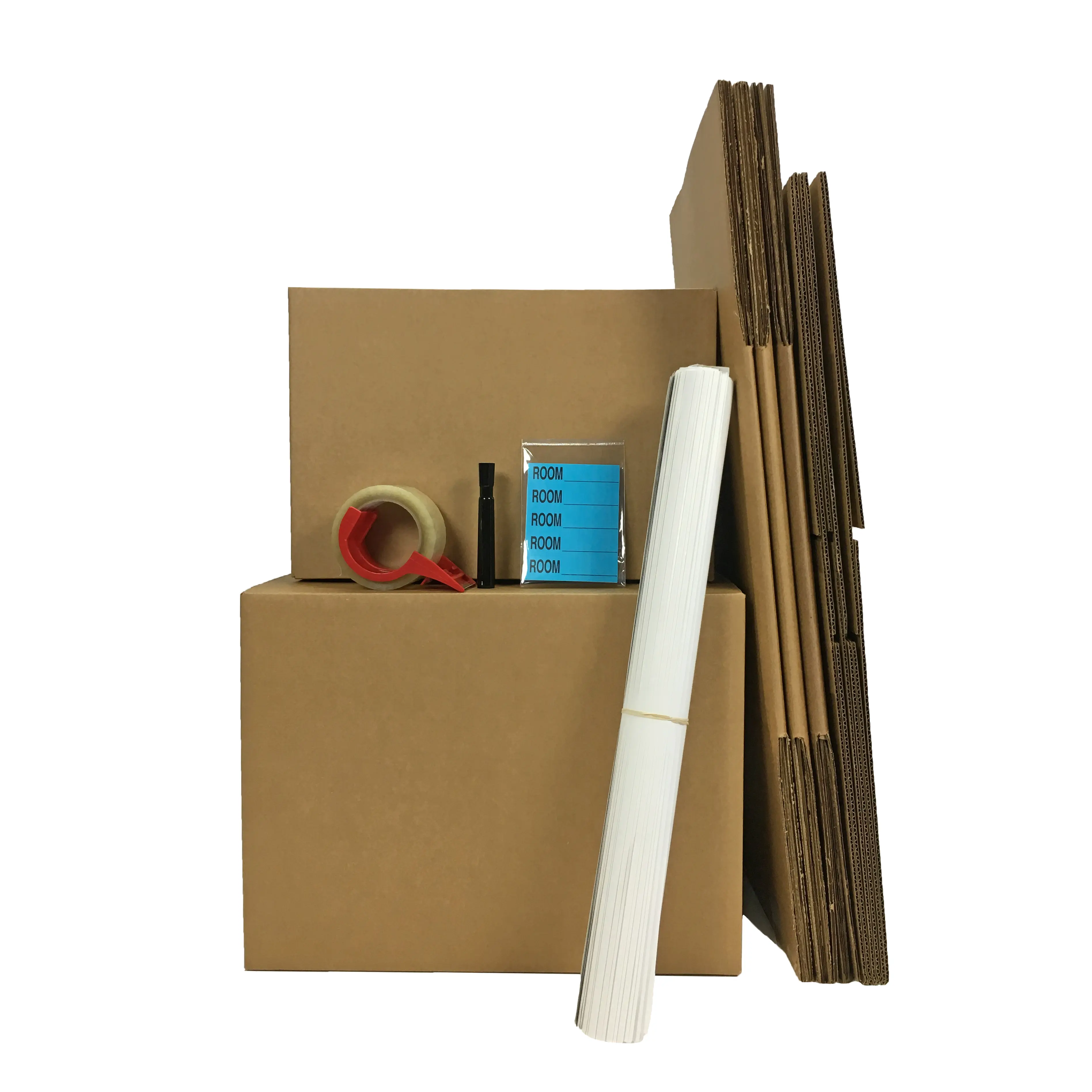 UBMOVE College Dorm Moving Kit - 8 Storage Boxes (Large 20" x 20" x 15" & Medium Rectangle Boxes), Marker, Packing Paper, Clamshell Tape Dispenser for Dorm Move-Outs