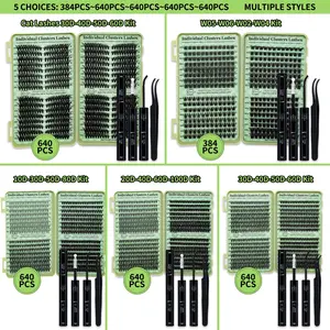 Individual False Eyelashes Kit, Eyelash Extension, 1 Set Mixed Length & Styles Lash Clusters with Lash Glue & Tweezers, Eye Makeup Enhancement Tool for Women, Cosmetic
