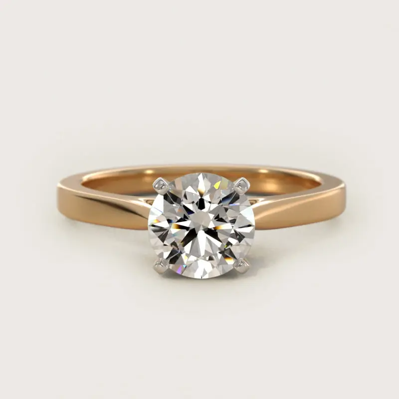 Stephea 2.5 Carat Lab Grown Diamond Cathedral Solitaire Engagement Ring – 14K Yellow Gold