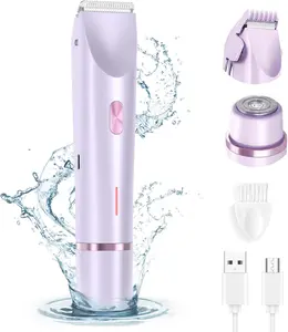 Electric Bikini Trimmer for Women, Rechargeable 2 in 1 Body & Facial Hair Removal, Waterproof Wet & Dry Use Trimmer for Women