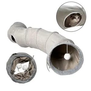 Foldable S-Shaped Cat Tunnel Toy, Soft Fabric Play Tube for Indoor Cats, Self-Entertaining Kitten Play Tunnel with Flexible Design, Foldable Sleeping Bag For Interactive Cat Play, Toy Tent Nest For Cats To Crawl Through