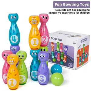 Children Bowling Ball Toy Set, 5 Inch 10 Bottles 2 Balls PVC Bowling Ball Toys, Ideal Halloween Christmas Gift