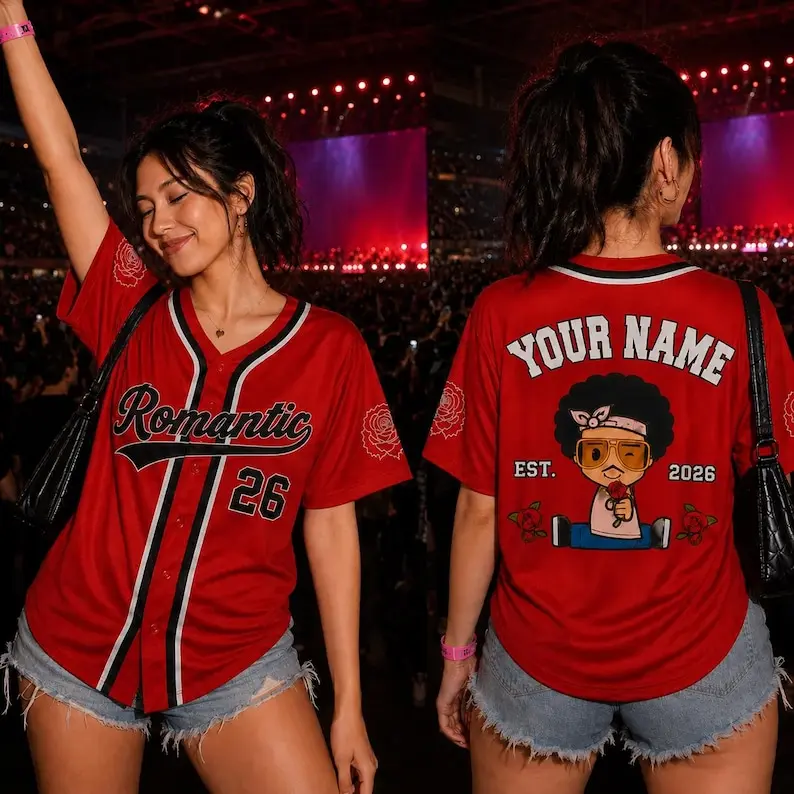 Unisex 180gsm Polyester Fiber Short Sleeve Baseball-Softball Jersey - Romantic Concert-Inspired, Custom Personalized Name Number, 2026 Pop Music Fan Gift Outfit