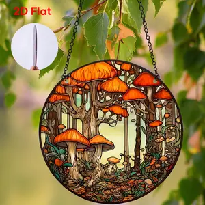 Acrylic Round Mushroom Hanging Decor, Hand-Painted Colorful Sun-Capturing Mushroom Ornament, Natural Plant Lover Gift, Home Decoration, Interior Decoration Accessories, Room Decoration Ornaments, Wall Hanging Design