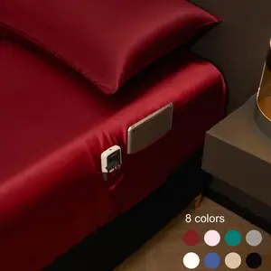 Solid Color Bedding Set, 3 Counts/set Including 1 Count Satin Fitted Sheet & 2 Counts Pillowcase, Soft Comfortable Bedding Set for Bedroom, Hotel