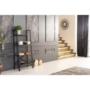 YYDS Leon 5 Tier Modern Ladder Bookshelf Organizers, Metal Frame Bookshelf for Small Spaces in Your Living Rooms, Office Furniture Bookcase, Grey