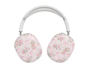 Pink Coquette Bows AirPods Max Case, Shabby Chic Rose AirPods Case, Cute Ribbon & Flower Protective Cover, Vintage Floral Headphone Case, Soft Girl Aesthetic Accessories, Girly Preppy Gift for Her