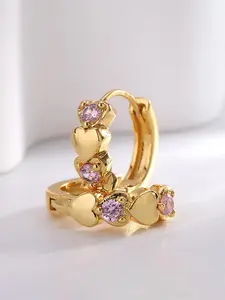 Women's Elegant Heart Design Hoop Earrings, Exquisite Trendy Hoop Earrings, Fashionable Jewelry for Women for Daily & Party Decoration