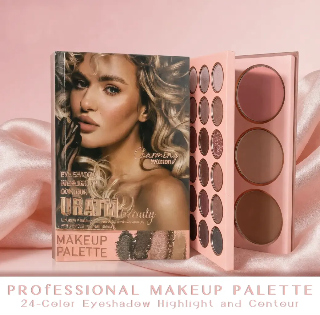 Three Tier Flip Page Makeup Book, Sleek Cosmetic Palette with Eyeshadow Palette, Blush, Highlighter, Bronzer/Contour, Compact Travel Friendly Beauty Makeup Palette Set, Gift for Women Teens Rainbow Style warm Powder gloss like Long-Lasting Starter Lexi's