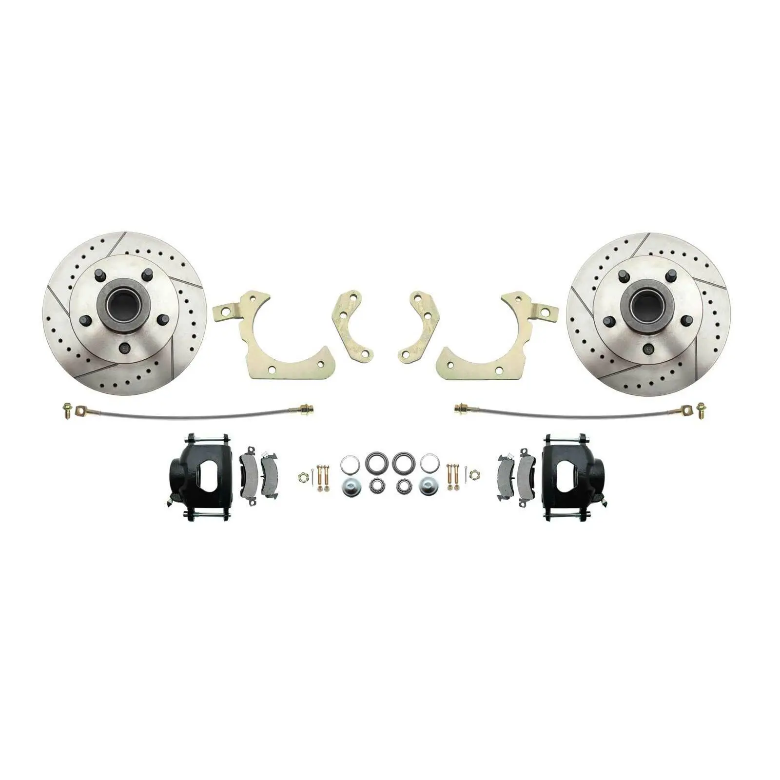 Fits 1955-58 GM Full Size Disc Brake Kit Drilled/Slotted Rotors-Black DBK5558LXB