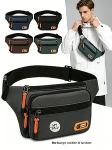 Men's Waist Bag, Bum Bag, Casual Crossbody Backpack, Adjustable Strap, Multiple Pockets, Zip Closure, Ideal for Travel, School, Daily Use, Zipper Fanny Pack