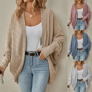 Women's Fashion Bat Sleeve Cardigan Loose Knitted All-match Jacket Leisure Travel Commuter Knitwear Womenswear