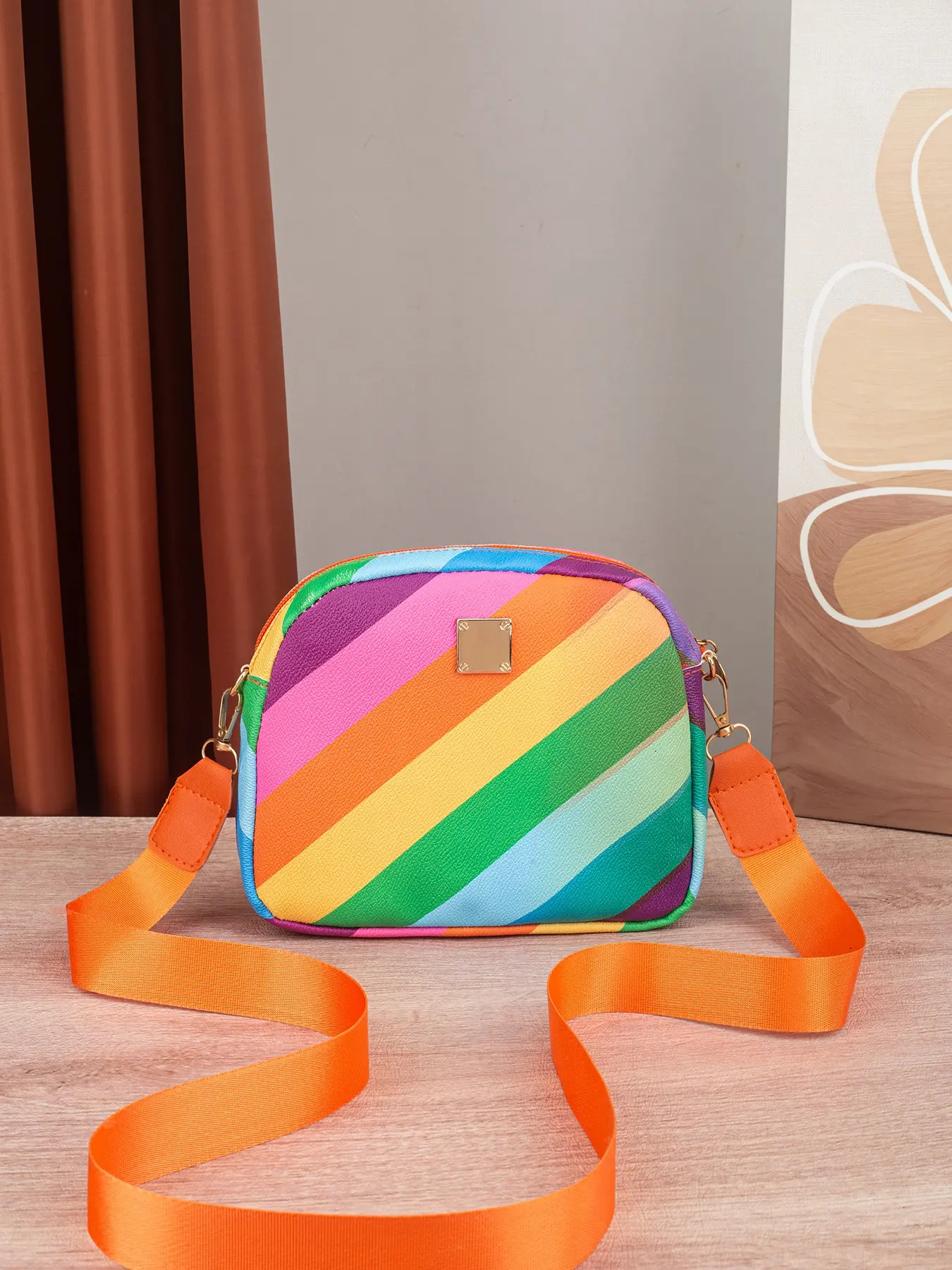 Women's Rainbow Candy Color Shell Crossbody Bag, Large Capacity Casual Daily Use, Cute Back Pocket Design, Fashionable Shoulder Bag, Stylish Crossbody Bag, Crossbody Purse, Crossbody Handbag, Crossbody Shoulder Purses