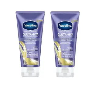 Vaseline Healthy Bright Gluta-Hya Serum Burst Lotion Overnight Radiance Repair Pack of 2 10X Intense Moisture