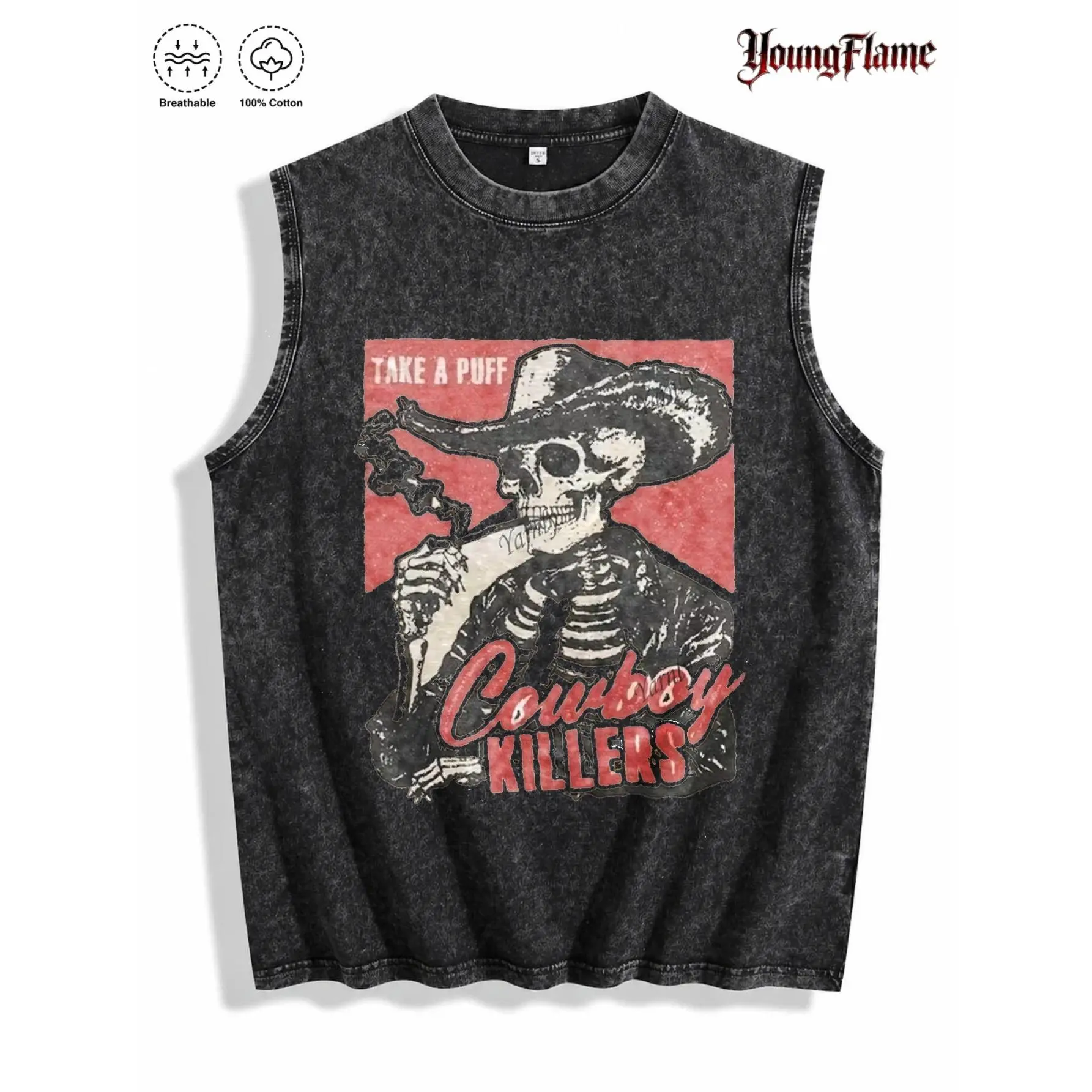 Vintage Skeleton Cowboy Killers Sleeveless t shirts | Western Grunge streetwear | good graphic tees Gift For Him t-shirt menswear top vintage t-shirt gift