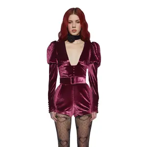 Chic Manners Velvet Romper - Pink